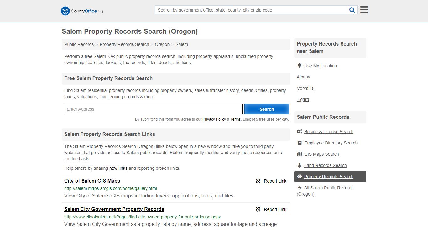 Salem Property Records Search (Oregon) - County Office